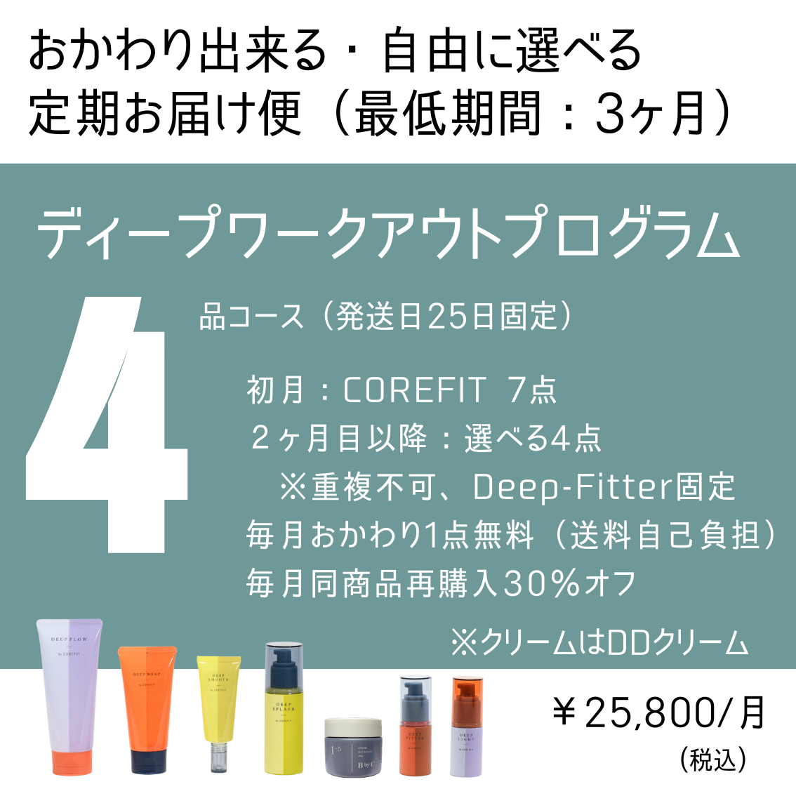 ディープワークアウトプログラム4品コース（DDクリーム）